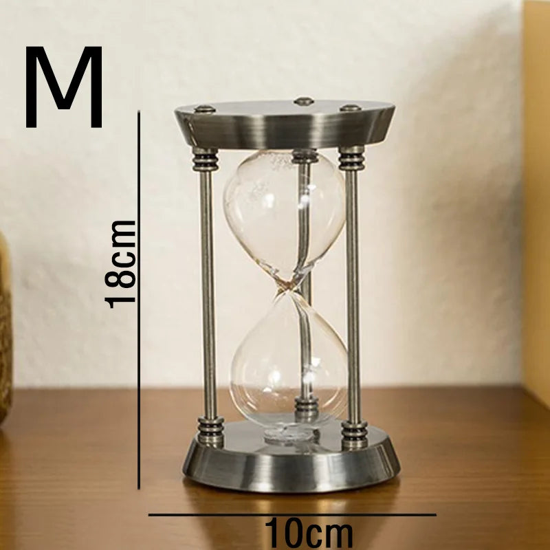 Decorative metal clear hourglass bottle with coloured sand - Size M