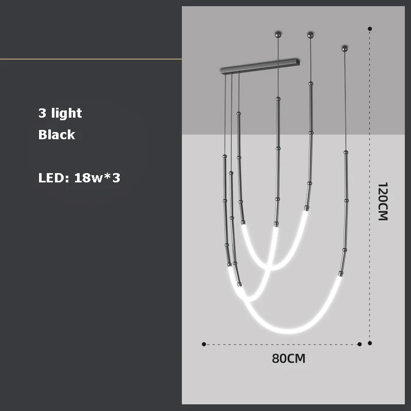 Chandelier in art decorative design suspended in led - 3 light Black B / Warm light
