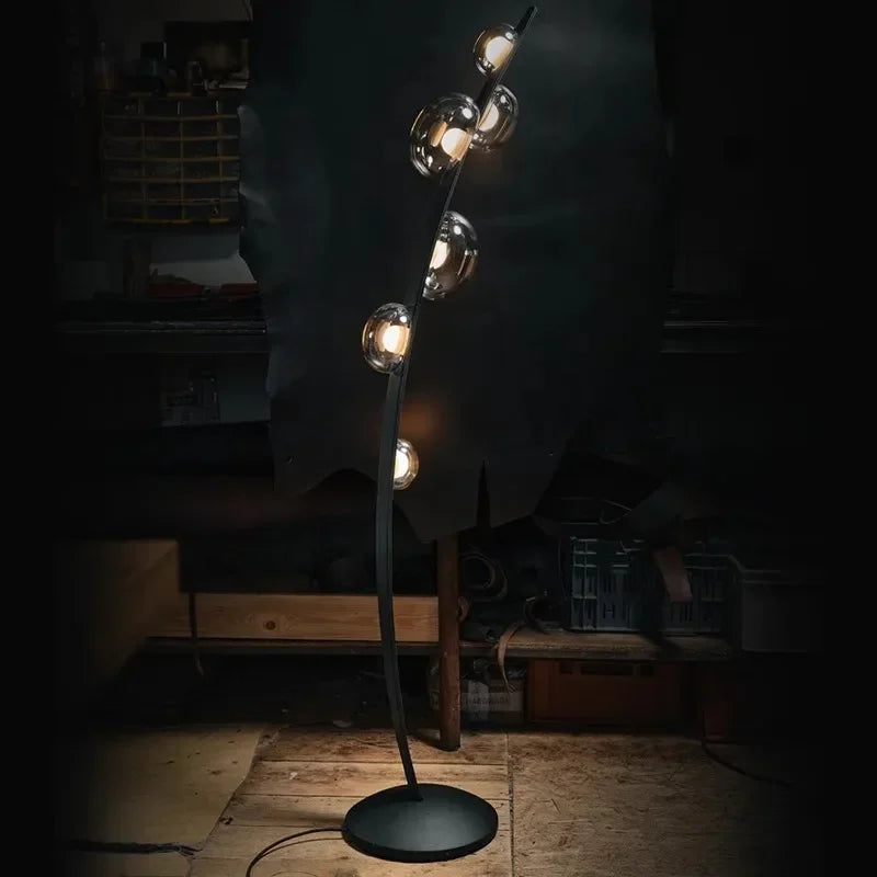 Design floor lamp in Italian leather with glass ball - view 4