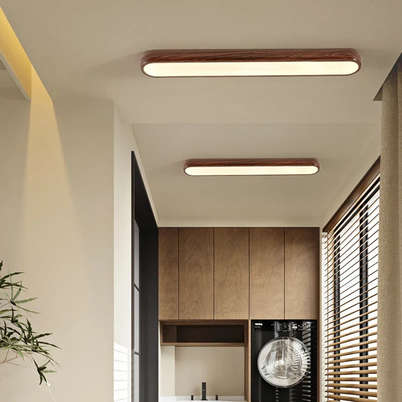 Minimalist Aisle Lights, Long Strips Creative Nordic Restaurant Lights Simple Walnut Color Porch Balcony Ceiling Lamps - view 2