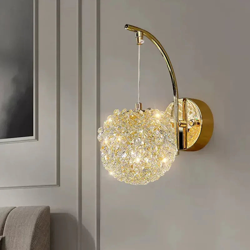 Nordic wall sconce design in decorative crystal ball - view 2
