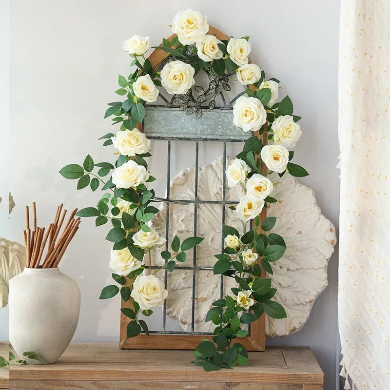 Artificial silk rose vines for interior decoration - view 6