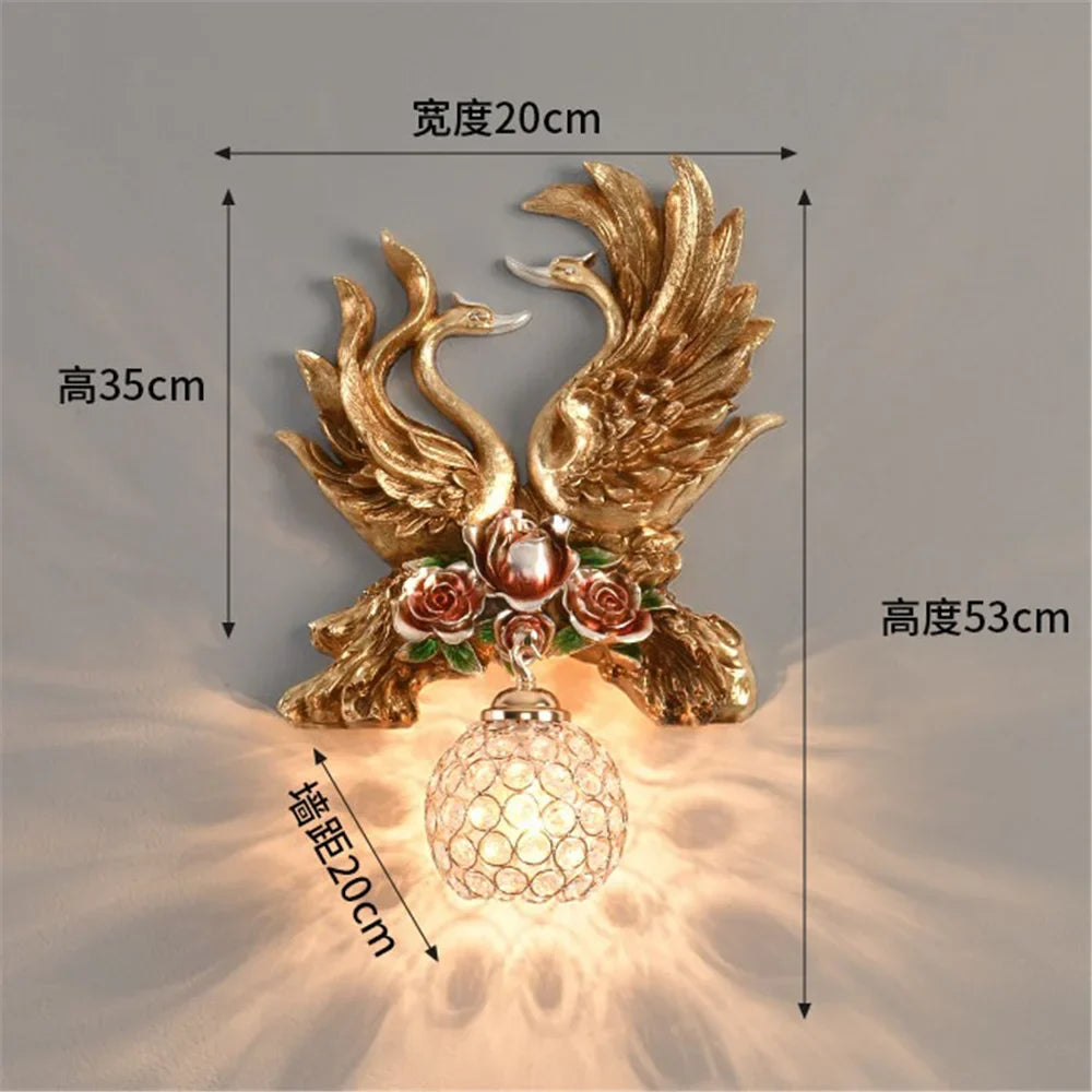 Led wall sconce in swan resin creative and modern decoration - B2