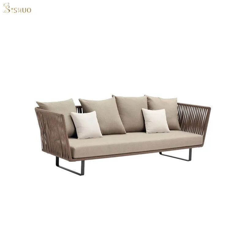 Garden bench corner rattan sofa for outdoors - Trois places