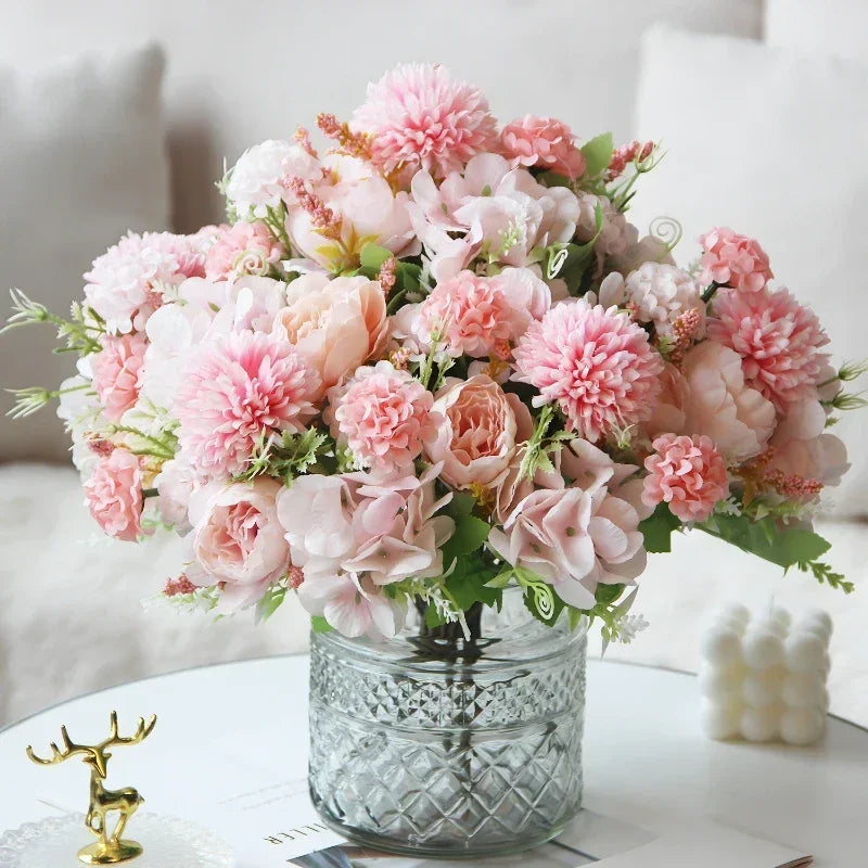 Bouquet of artificial peonies hortensias for festive decoration - view 2