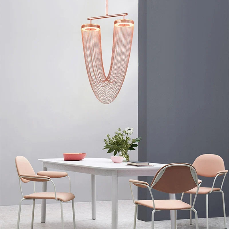 Chandelier art decorative led dimmable in gold-gold aluminum modern elegant design - view 6