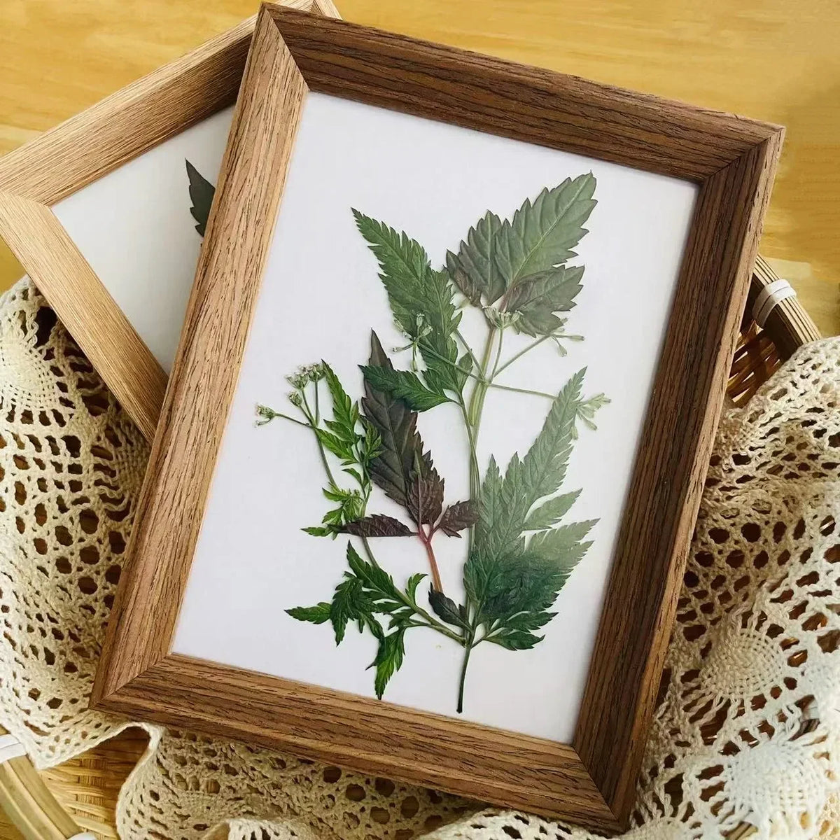 Wooden picture frame with hand-made decorative sheet - Dark Walnut / 10 inches (20 x 25 cm)