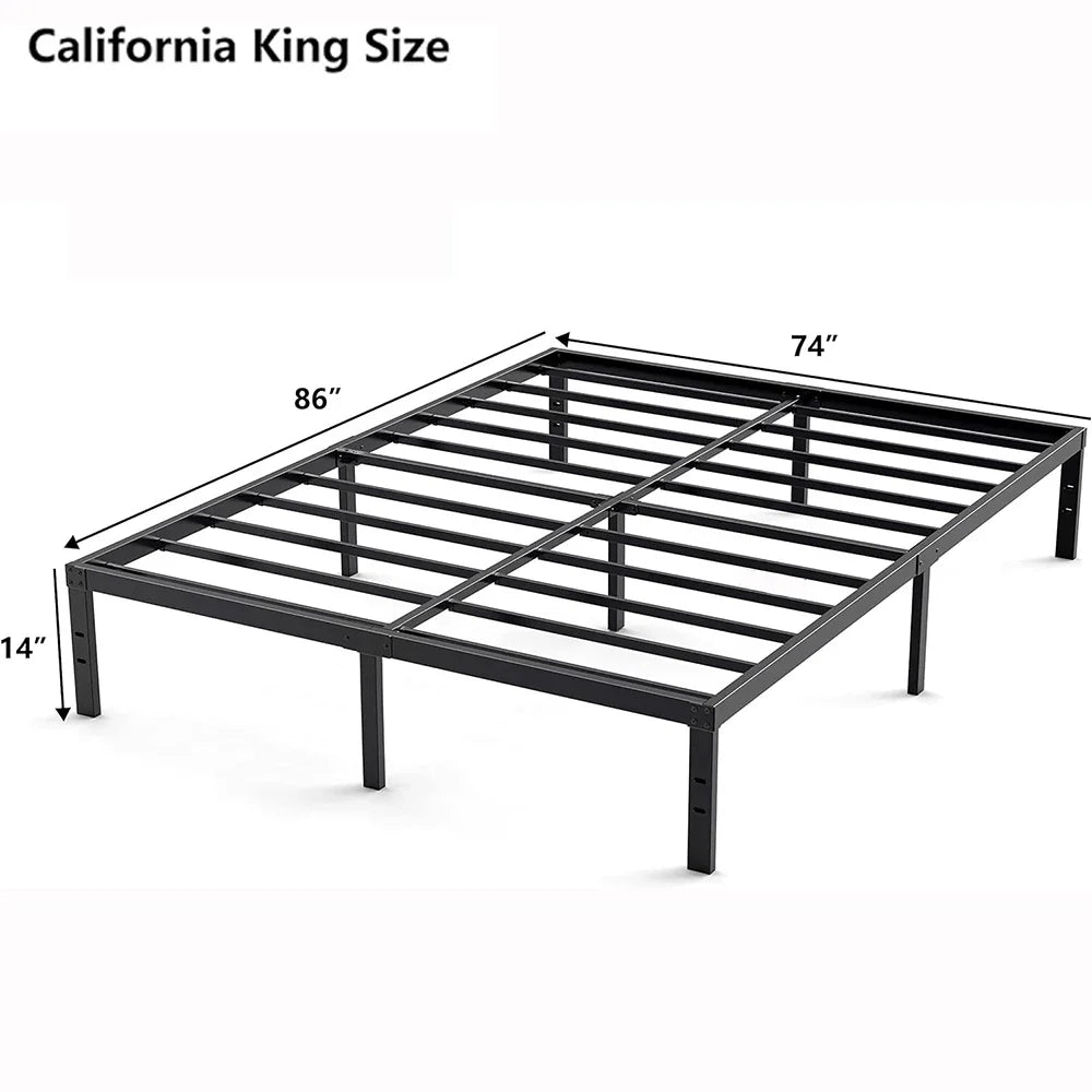 Metal Bed Frame – Heavy Duty Mattress Foundation with Anti-slip Steel Slat Support, Durable Platform Base with Underbed Storage - California King