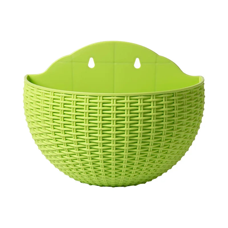 European Wall Mounted Hydroponic Plant Pot, Semi-Circular, Hanging Flower Basket, Balcony, Lazy Wall Mounted, No Drilling, decor - Light Green / S