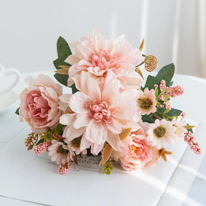 Artificial flower dahlia pink marguerite for decoration wedding party