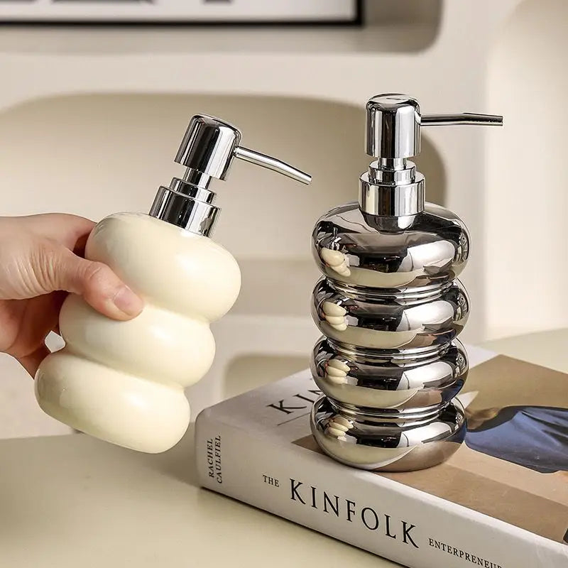 Ceramic bottle for disinfectant and soap dispenser