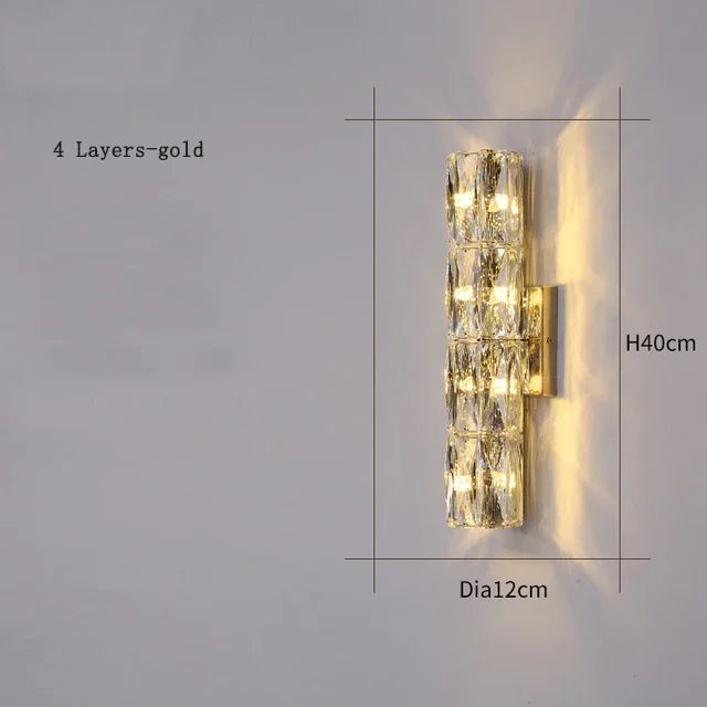 Modern wall sconce crystal for elegant interior decoration - Gold 4 Layers / Warm Light