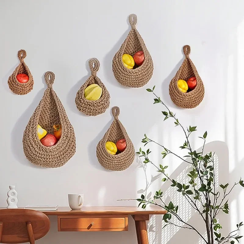 Hand woven wall basket for decorative fruits and vegetables - view 2