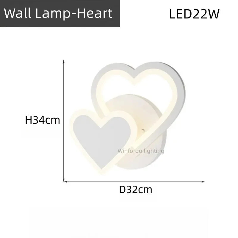 Chandelier modern creative led for children's room and indoor living room - Applique murale-Coeur / 3 Color Temperature