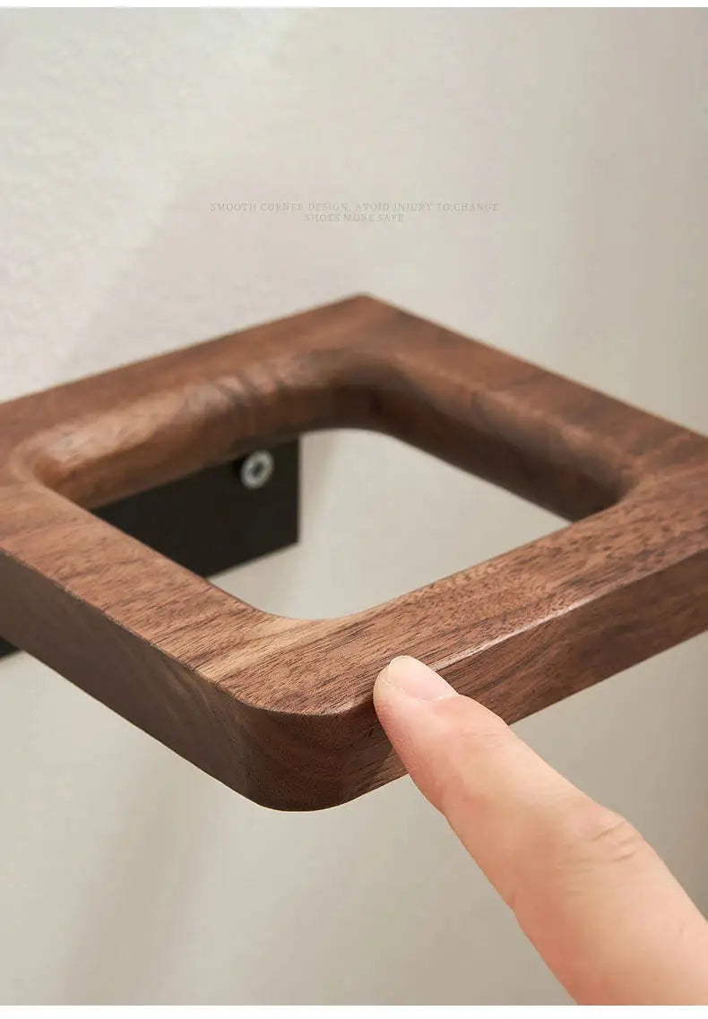 Wall-Mounted Toilet Brush Holder Set, Ceramic Base, Solid Wood, Luxury Bathroom Accessories, No Dead Corner - view 5