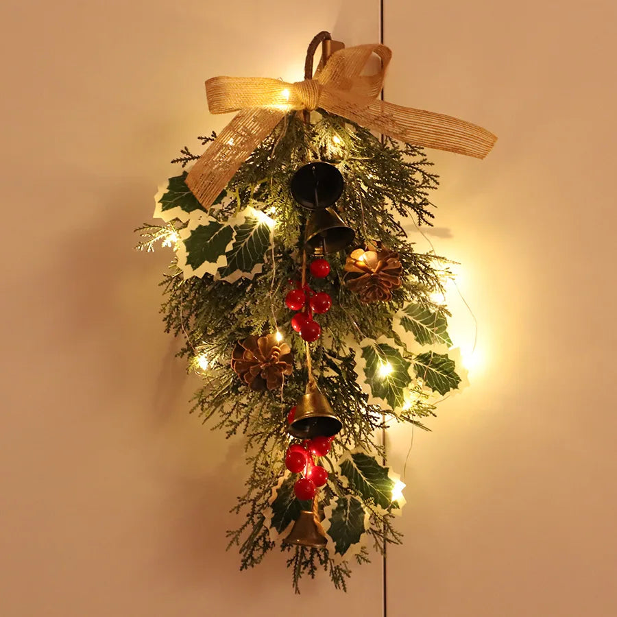 Christmas crown door decoration with bays and bells - view 2