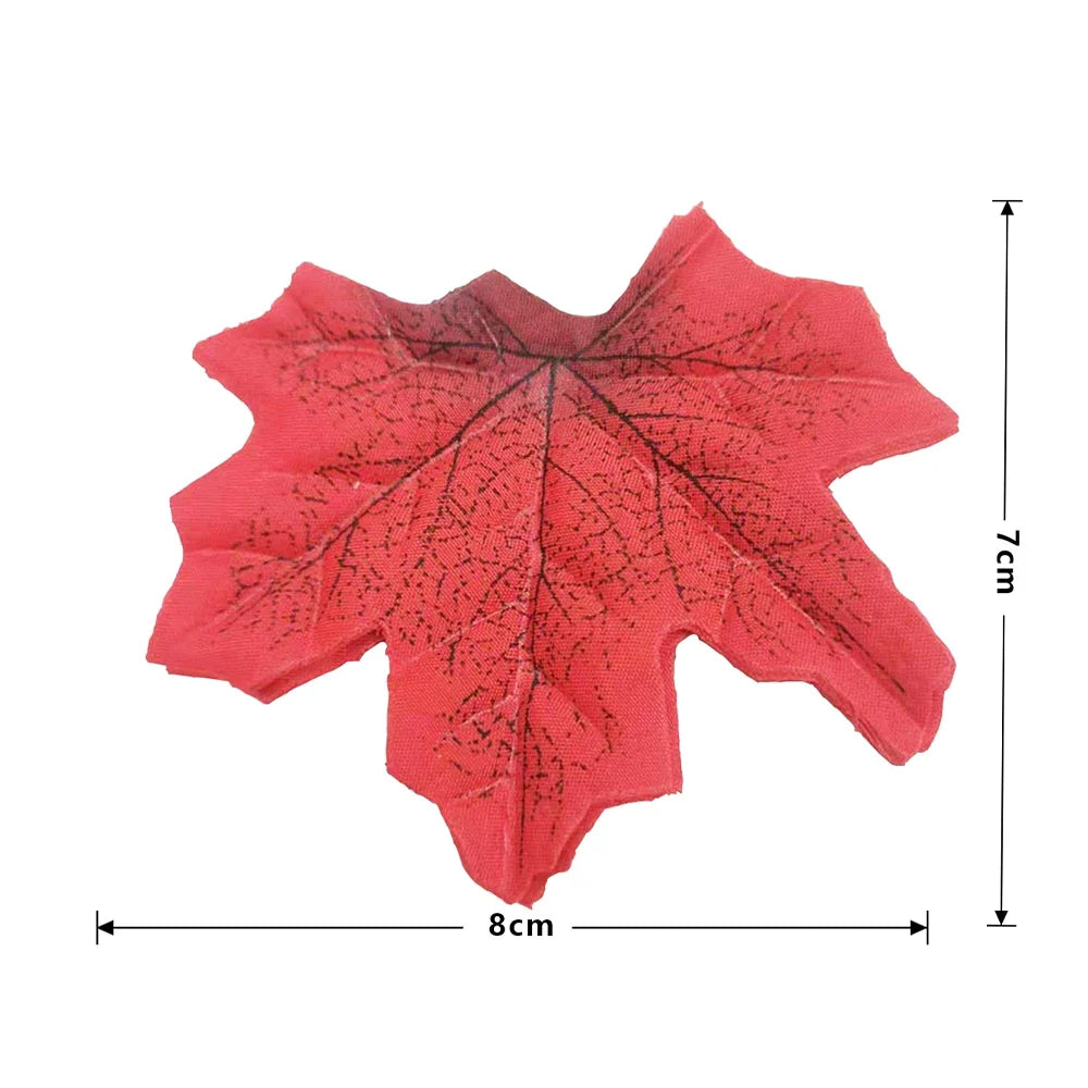 50 artificial maple leaves for autumn decorations - 8cm Crimson 50 Pieces
