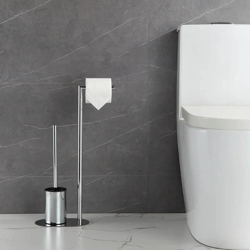 Stainless steel toilet brush with removable support - Bright Silver