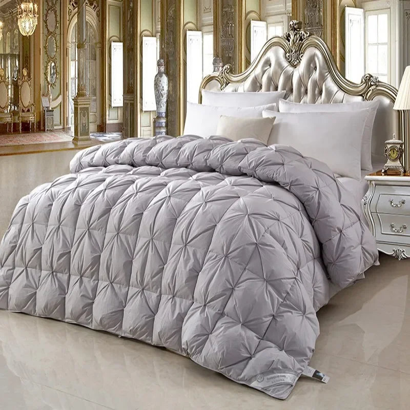 100% white goose down comforter, high-quality five-star hotel twisted flower comforter, pure cotton winter thick comforter - 180x220cm 3.5kg / Light Grey