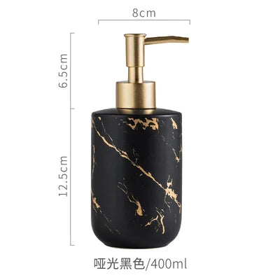 Black Marbled Bathroom Accessories Set, Ceramic Soap Dispenser, Toothbrush Holder, Box, Decoration - 1pcs 1