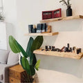 Floating wooden shelf for decoration and interior organization