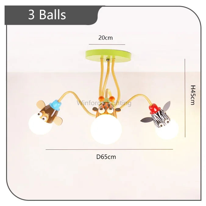 Modern pendant light in the shape of a balloon for children - 3 balles / Warm White
