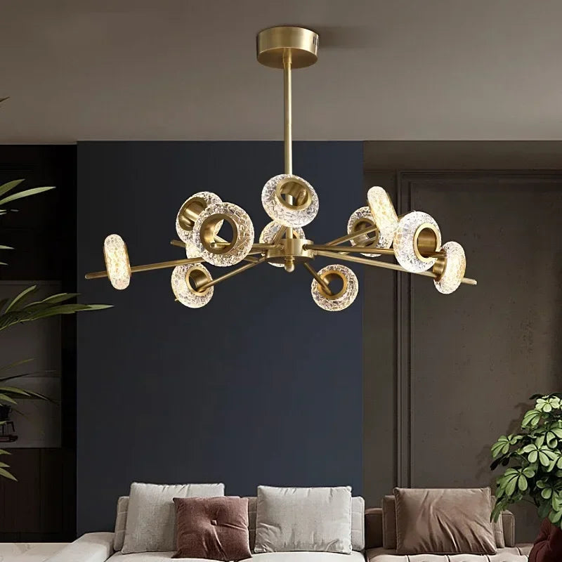 Nordic chandelier in cracked glass modern minimalist style with leds - view 3