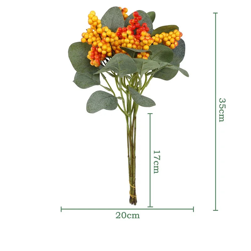 Artificial plants decorative bouquet for wedding and garden - 608Red Yellow