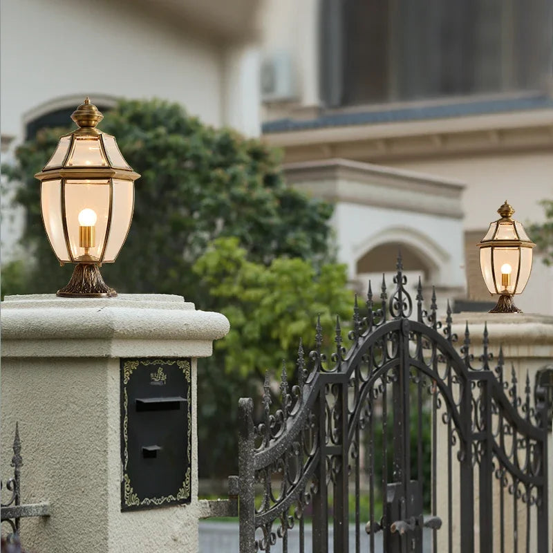 Classic brass garden lamp exterior retro waterproof lighting - view 4