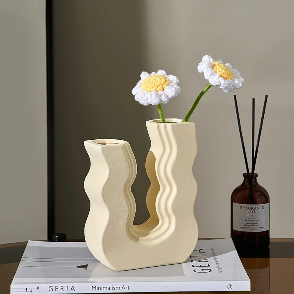 Morandi style decorative ceramic vase for flowers