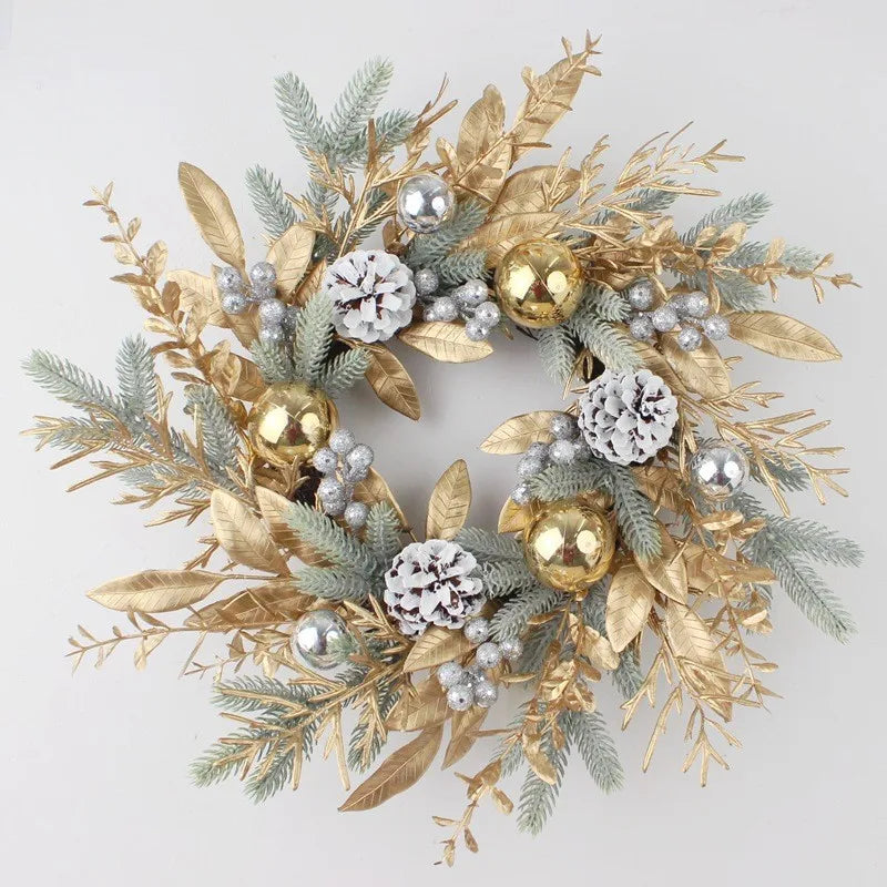 Artificial rattan garland for Christmas and New Year decorations - 50 cm Wreath