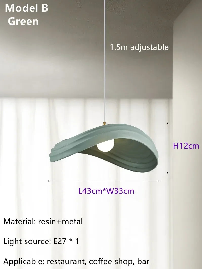 Modern Nordic design art pendant light for interior decoration - B-Green / Natural Light