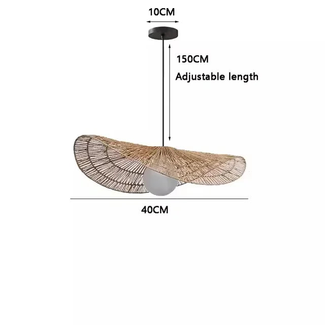 Wabi sabi style during light, rattan even light, dining room home decoration, bedroom living room during light - B-40CM / neutral light