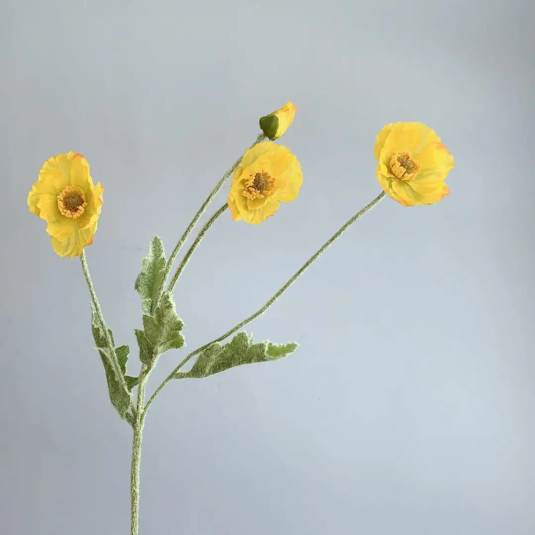 Bouquet of artificial flowers poppy for home decoration garden party - Yellow