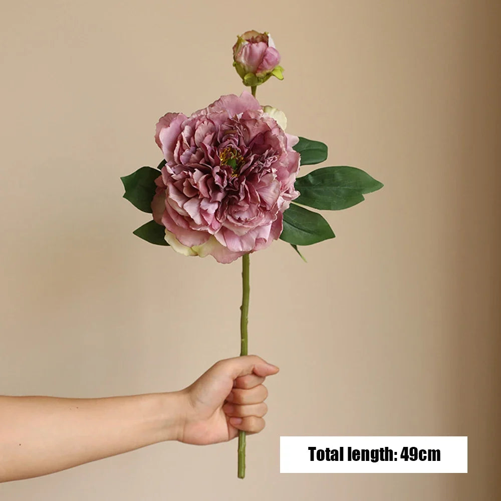 Artificial silk peonies bouquet for wedding and interior decoration - Dark Purple