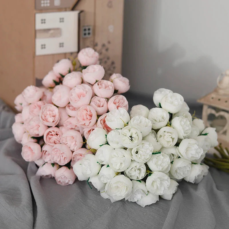 Bouquet of 27 artificial rose wines and peonies in decorative silk - view 5