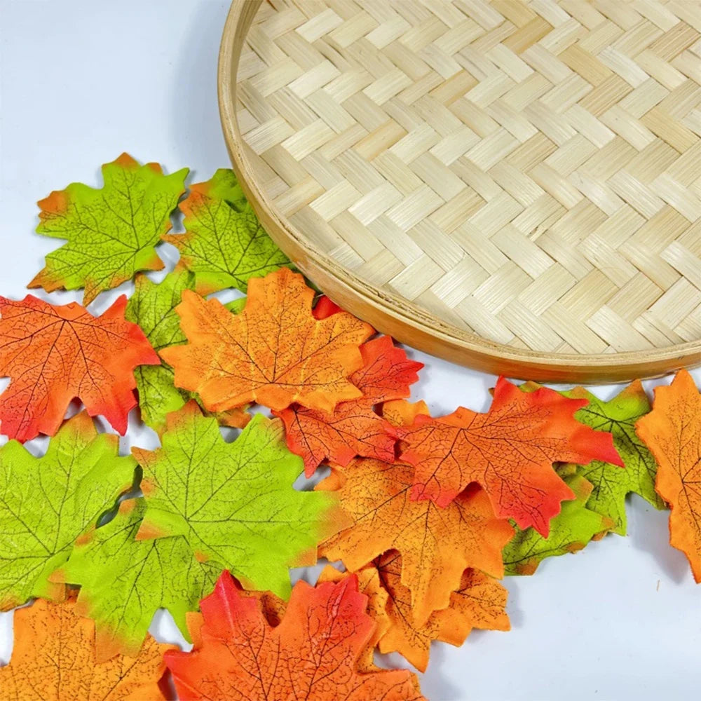 50 artificial maple leaves for autumn decorations - view 5