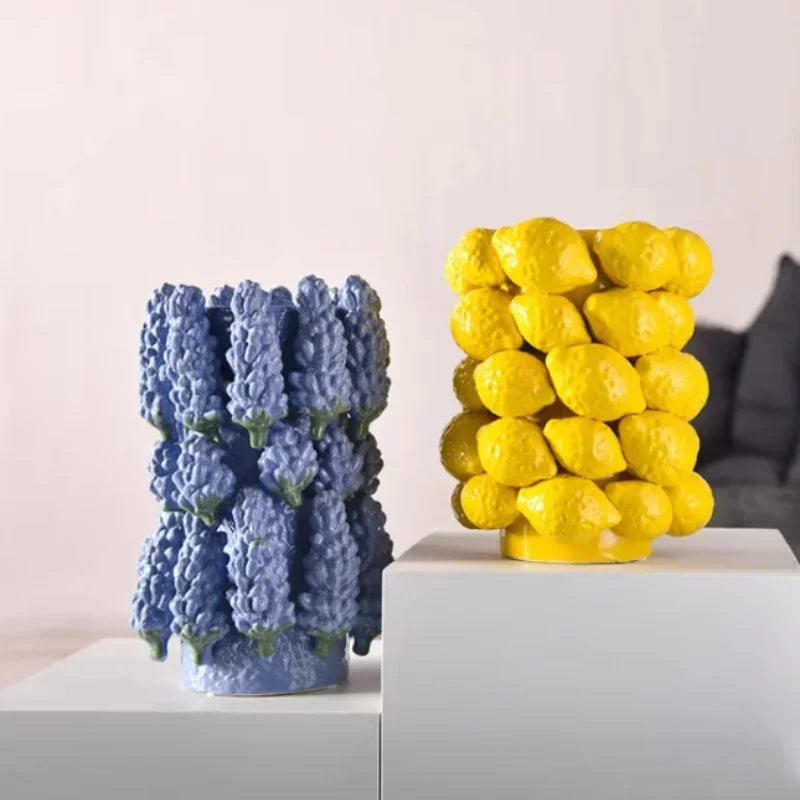 Ceramic Vase,Lemon Tomato Modern Simple Style Indoor Wedding Table Decoration,Creative Home Decorative Flower Arrangement - view 2