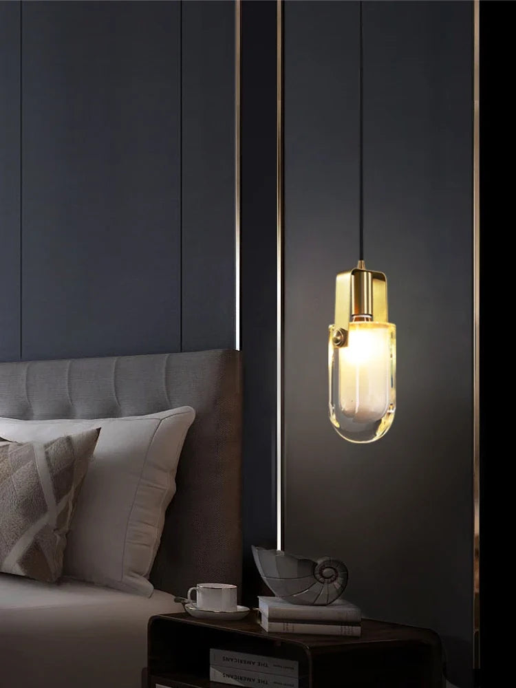Copper crystal chandelier Nordic design for modern interior - view 4
