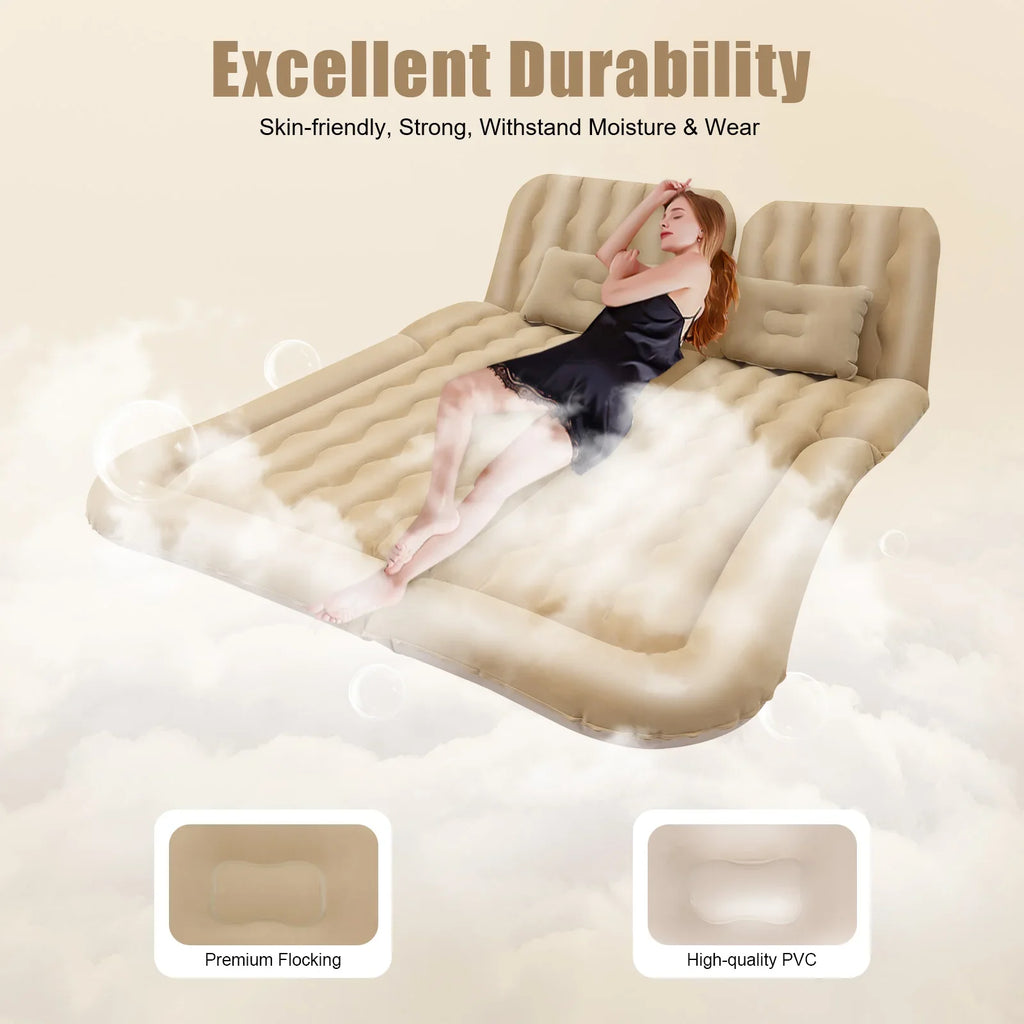 Inflatable Suv Car Mattress With Air Pump, Car Rear Seat Sleep Bed, Travel Tent (Beige) - view 2