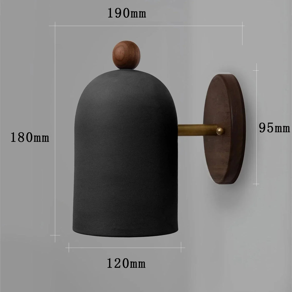 Nordic wall app in walnut style wabi sabi zen Japanese atmosphere - Warm White (2700-3500K) / Black---B
