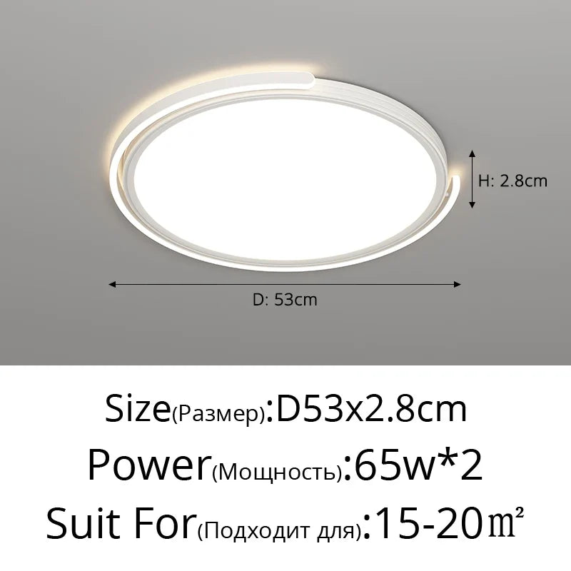 Modern led ceiling lamp for interior decorative lighting - A-White-53x2.8cm / 3 Colors No Remote