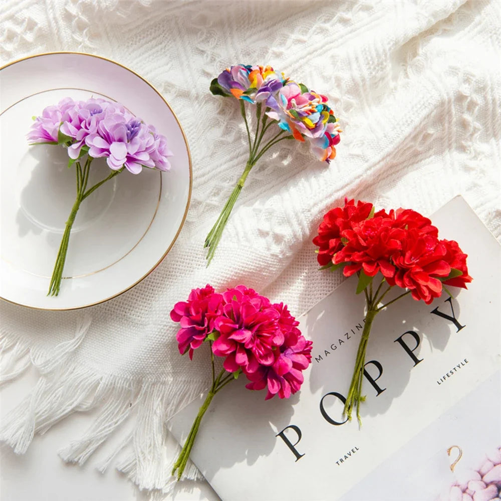Bouquet of artificial hortensia mini flowers for decoration and DIY