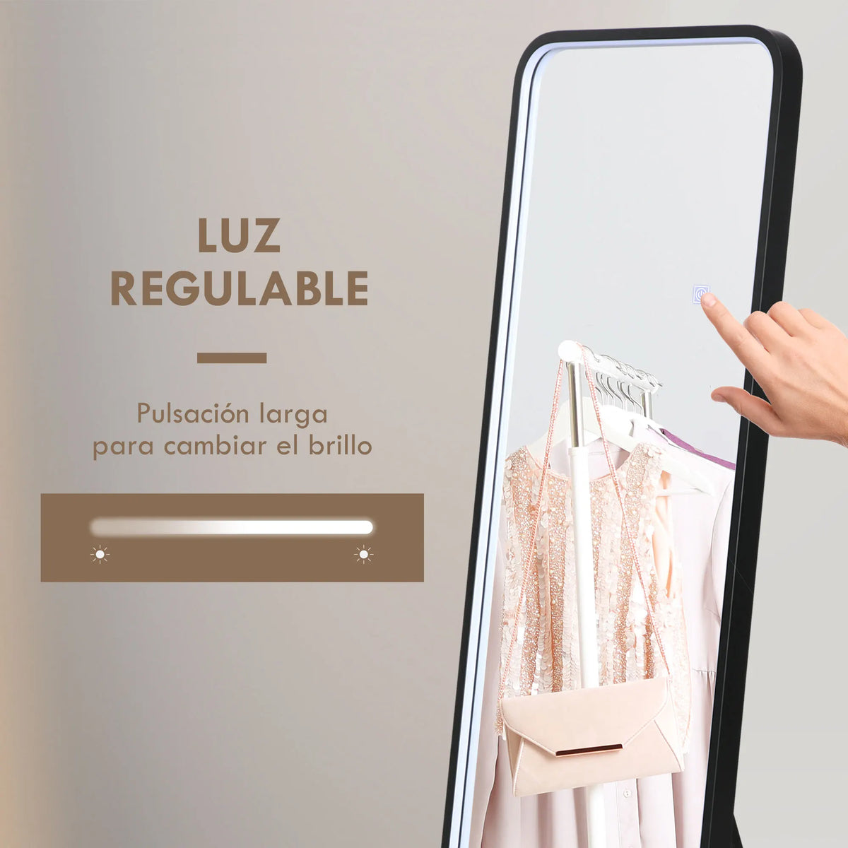 HOMCOM full body mirror with LED lights 151,5x50 cm memory function - view 4