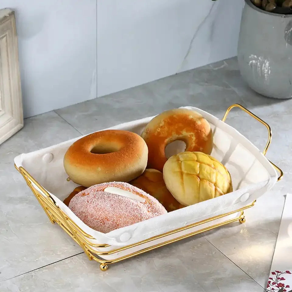 Golden Metal Wire Bread Basket for Pantry Storage - view 2