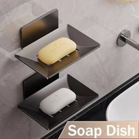 Aluminum wall soap holder for bathroom storage and kitchen