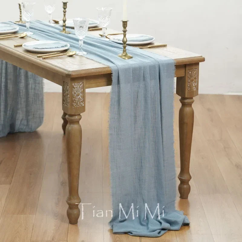 Cotton gauze bohemian table runner wedding decoration - 40x200cm