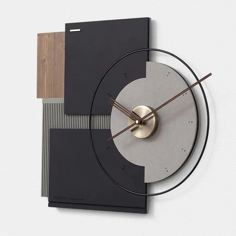 Large silent wall clock in walnut modern decoration