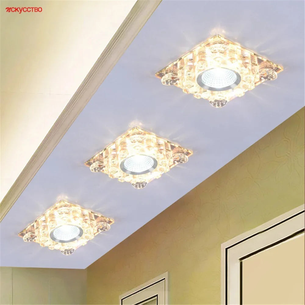 Led square crystal rgb ceiling for varied interior decoration