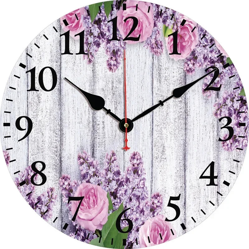 Vintage wall clock in decorative and silent wood - 20-0376 / 8 inches (20cm)